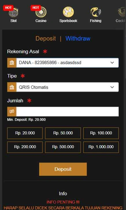 cara deposit Sm605 Slot Pro Mode